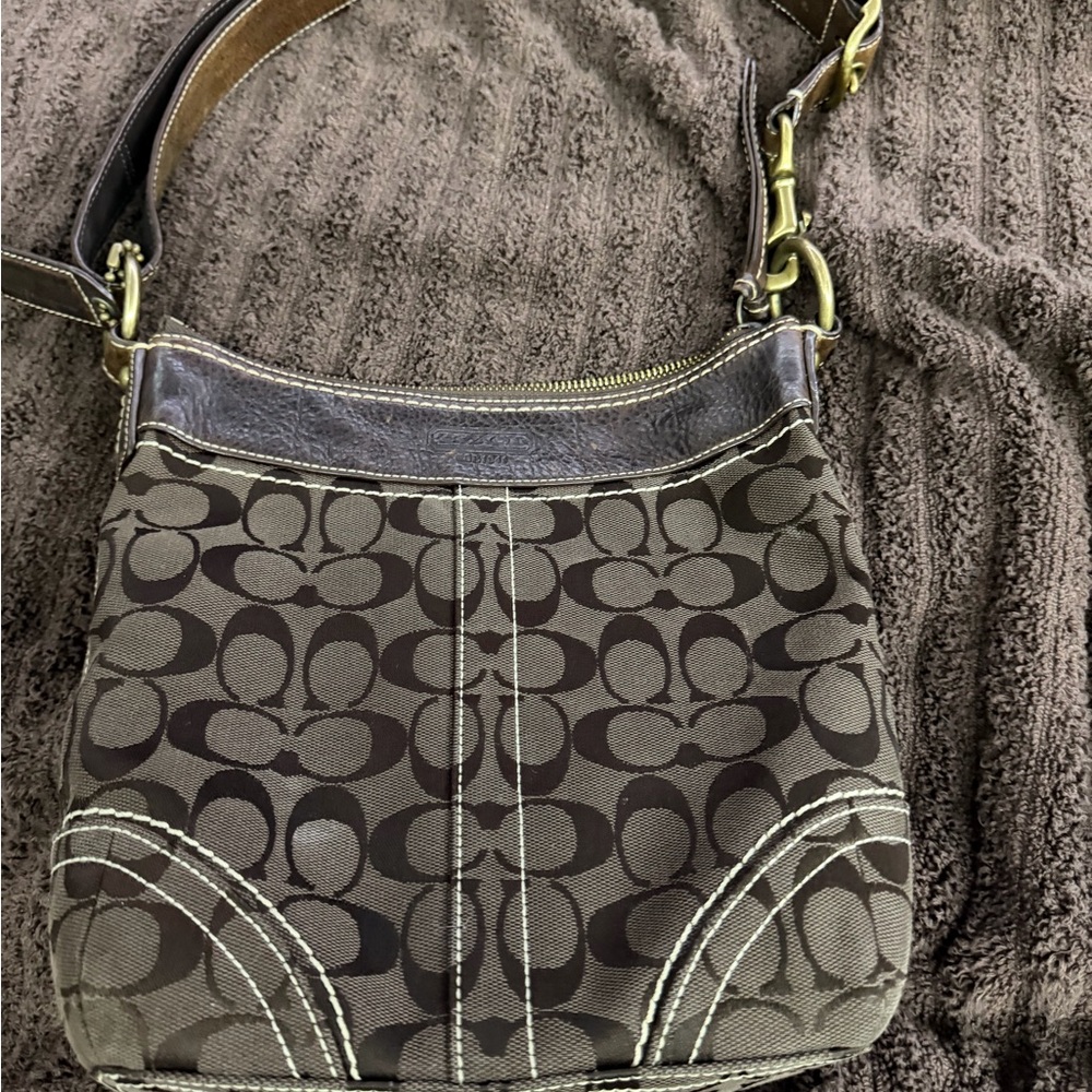 Coach Brown Signature Pattern Shoulder Bag